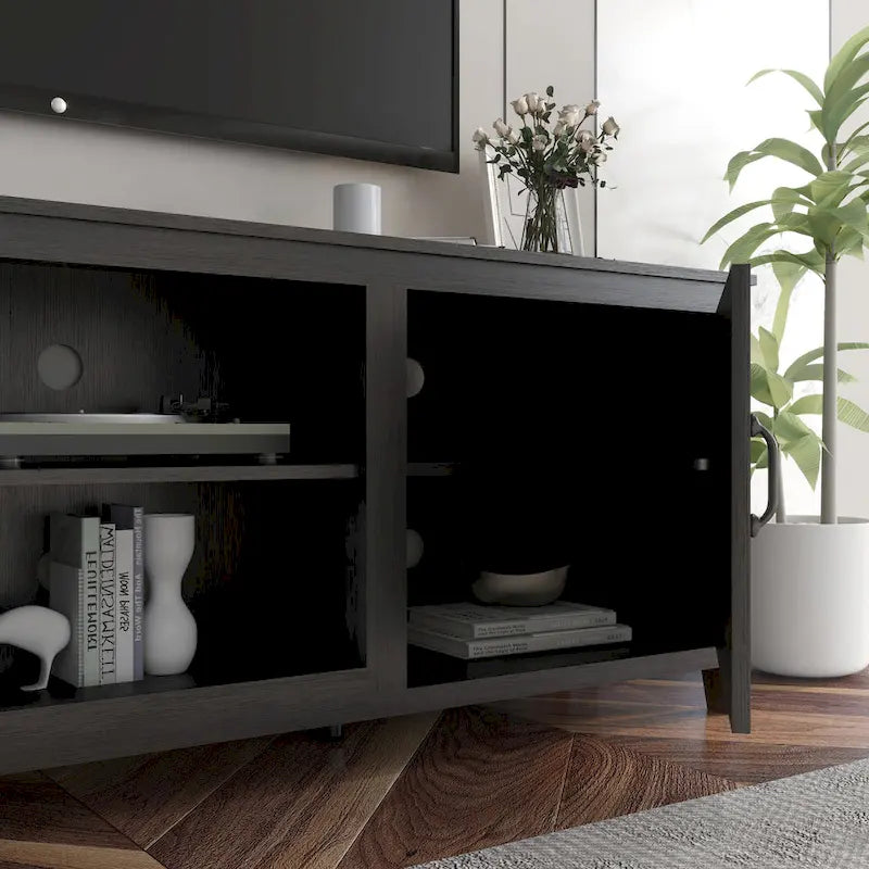Meuble TV 70.08 avec portes et compartiments de rangement ouverts pour téléviseurs jusqu'à 60 pouces