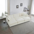 Canapé d'angle en U 6 places avec 3 poufs et oreillers
