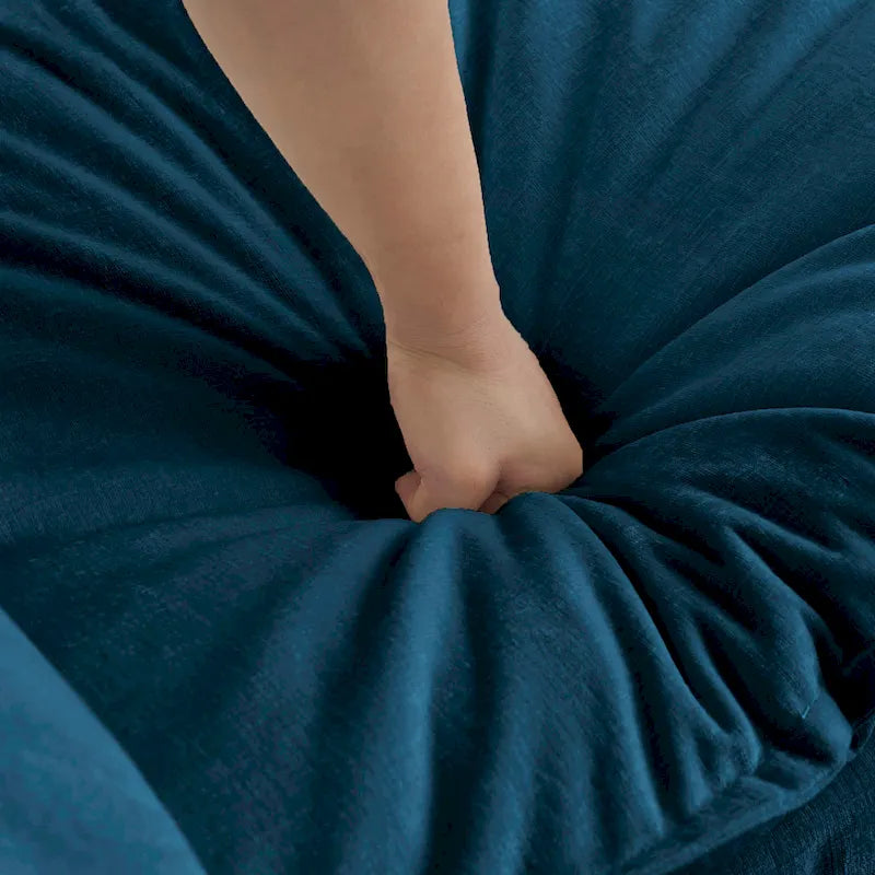 Canapé d'angle en U 6 places avec 3 poufs et oreillers