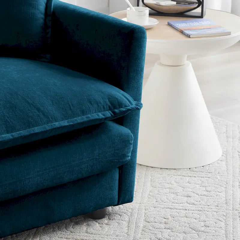Canapé d'angle en U 6 places avec 3 poufs et oreillers
