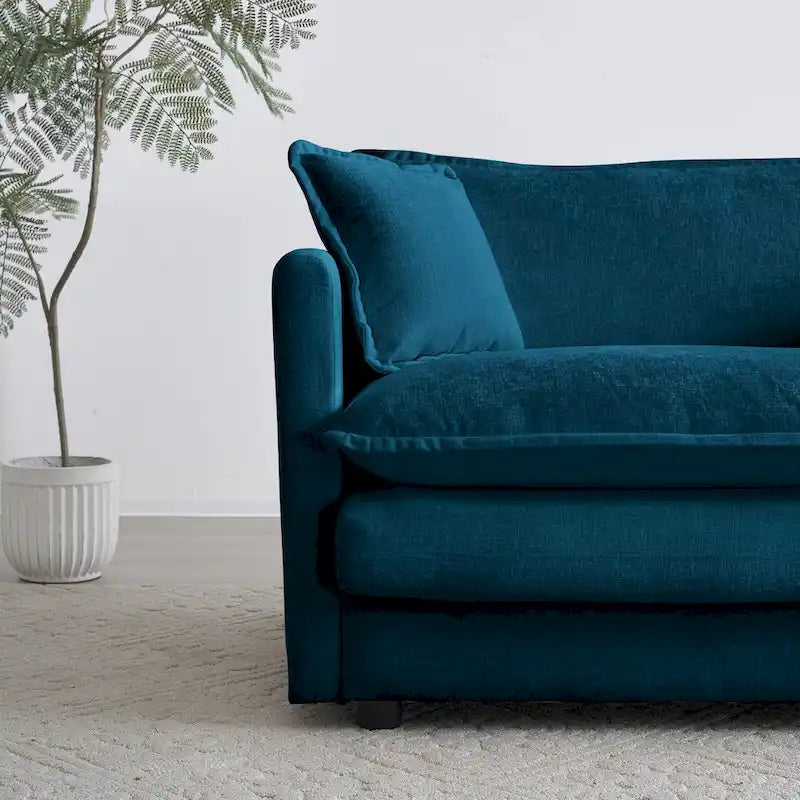 Canapé d'angle en U 6 places avec 3 poufs et oreillers