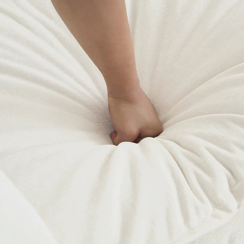 Canapé d'angle en U 6 places avec 3 poufs et oreillers