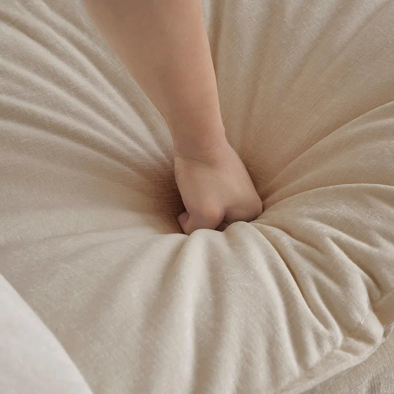 Canapé d'angle en U 6 places avec 3 poufs et oreillers