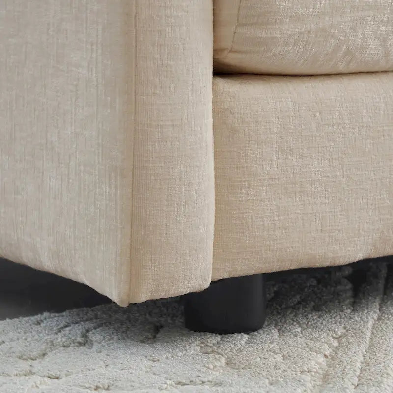 Canapé d'angle en U 6 places avec 3 poufs et oreillers