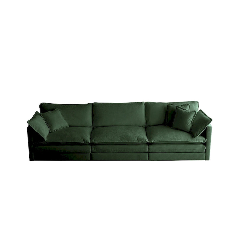 Canapé d'angle en U 6 places avec 3 poufs et oreillers