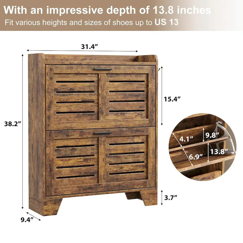 Meuble de rangement pour chaussures d'entrée, meuble à chaussures étroit avec 2 tiroirs basculants, meuble de rangement pour chaussures dissimulé autoportant