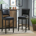 30.5 Tabouret de Bar Moderne avec Dossier en Cuir, Siège Rembourré, Clous Décoratifs et Pieds en Bois Massif pour Bar, Salle à Manger, Salon, Café