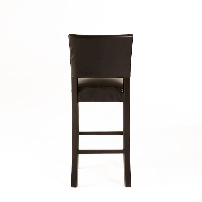 30.5 Tabouret de Bar Moderne avec Dossier en Cuir, Siège Rembourré, Clous Décoratifs et Pieds en Bois Massif pour Bar, Salle à Manger, Salon, Café
