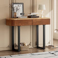 Console d'entrée moderne en bois massif avec motif cannelé et rangement