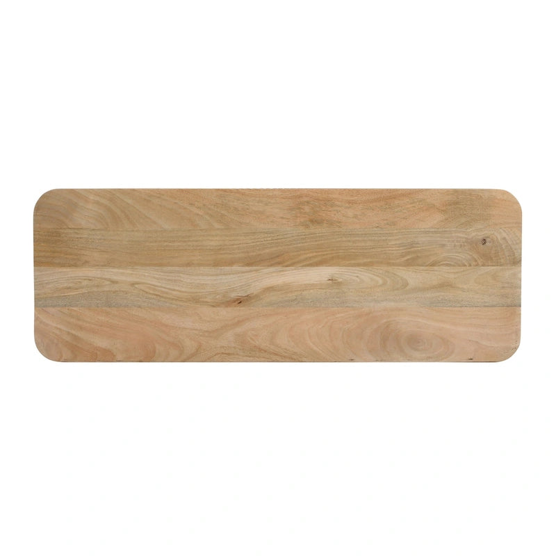 Console d'entrée moderne en bois massif avec motif cannelé et rangement