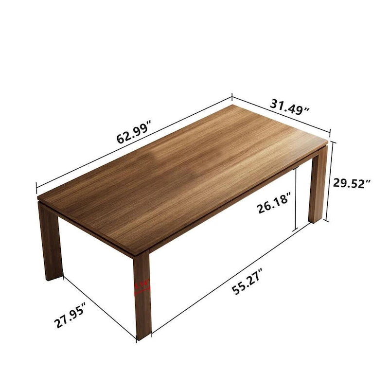 Table à manger moderne du milieu du siècle en bois massif de 62,99 pouces pour 4 à 6 personnes