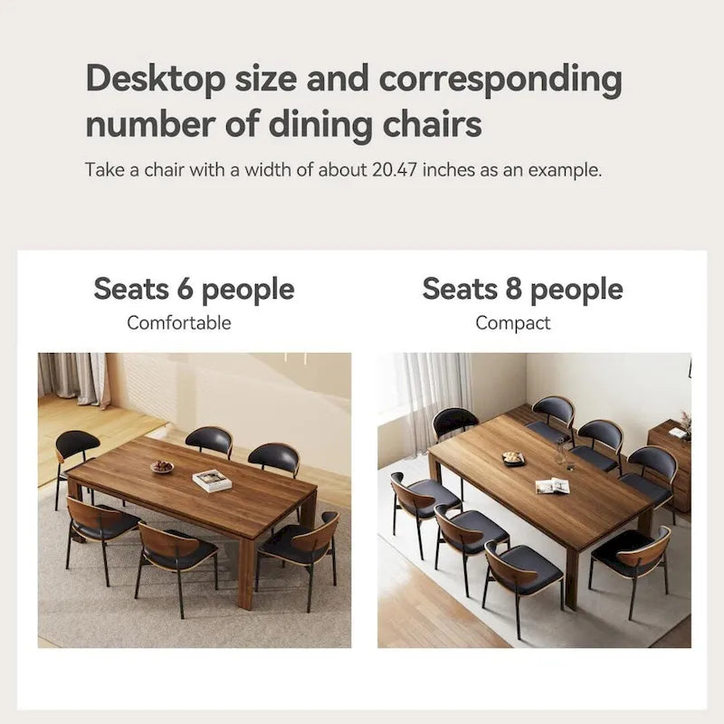 Table à manger moderne du milieu du siècle en bois massif de 62,99 pouces pour 4 à 6 personnes