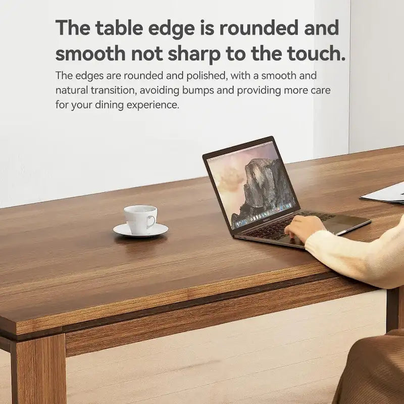 Table à manger moderne du milieu du siècle en bois massif de 62,99 pouces pour 4 à 6 personnes