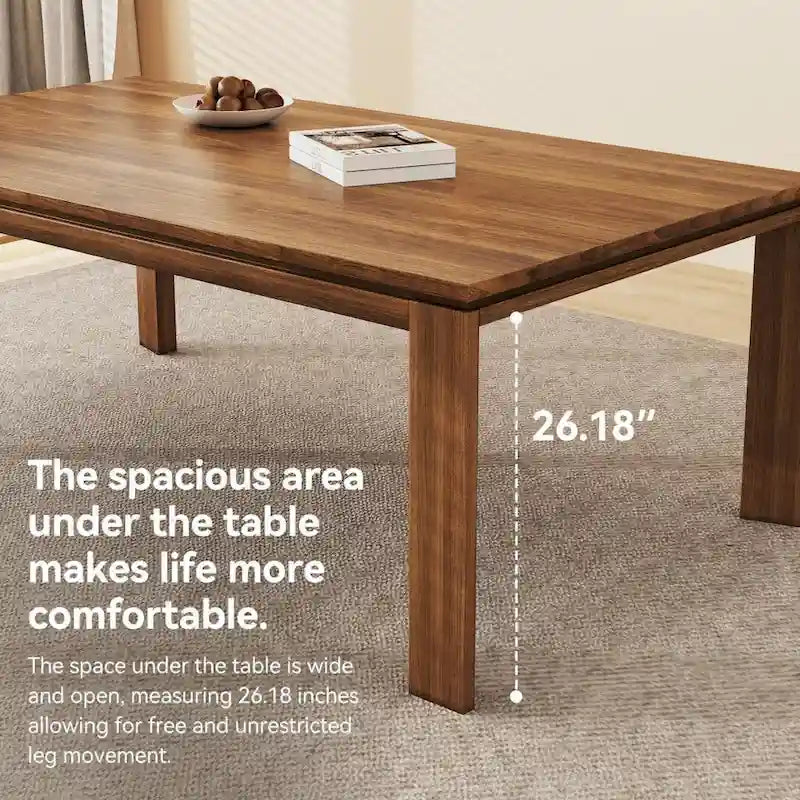 Table à manger moderne du milieu du siècle en bois massif de 62,99 pouces pour 4 à 6 personnes
