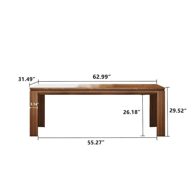 Table à manger moderne du milieu du siècle en bois massif de 62,99 pouces pour 4 à 6 personnes