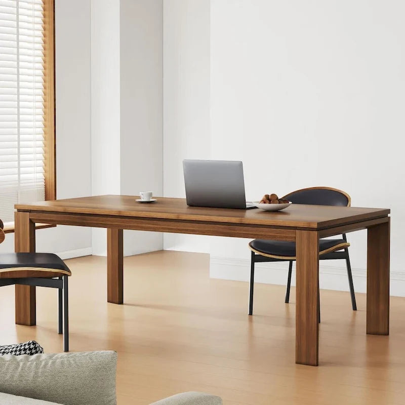 Table à manger moderne du milieu du siècle en bois massif de 62,99 pouces pour 4 à 6 personnes