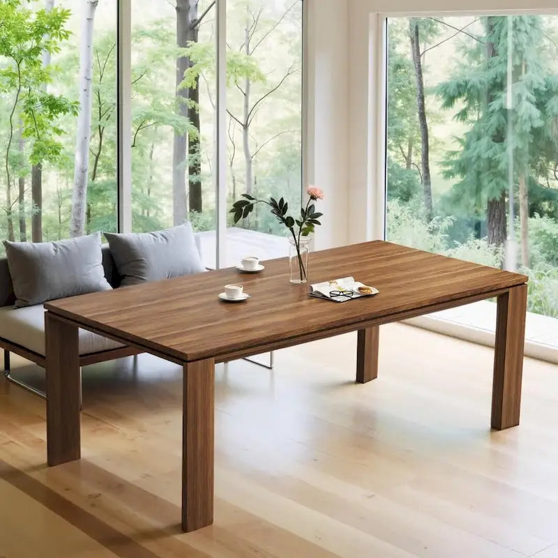 Table à manger moderne du milieu du siècle en bois massif de 62,99 pouces pour 4 à 6 personnes