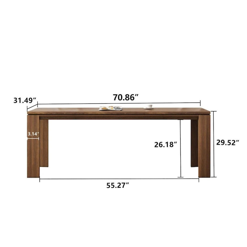 Table à manger moderne du milieu du siècle en bois massif de 62,99 pouces pour 4 à 6 personnes