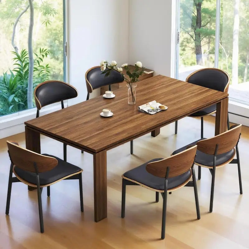 Table à manger moderne du milieu du siècle en bois massif de 62,99 pouces pour 4 à 6 personnes