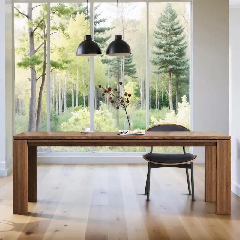 Table à manger moderne du milieu du siècle en bois massif de 62,99 pouces pour 4 à 6 personnes