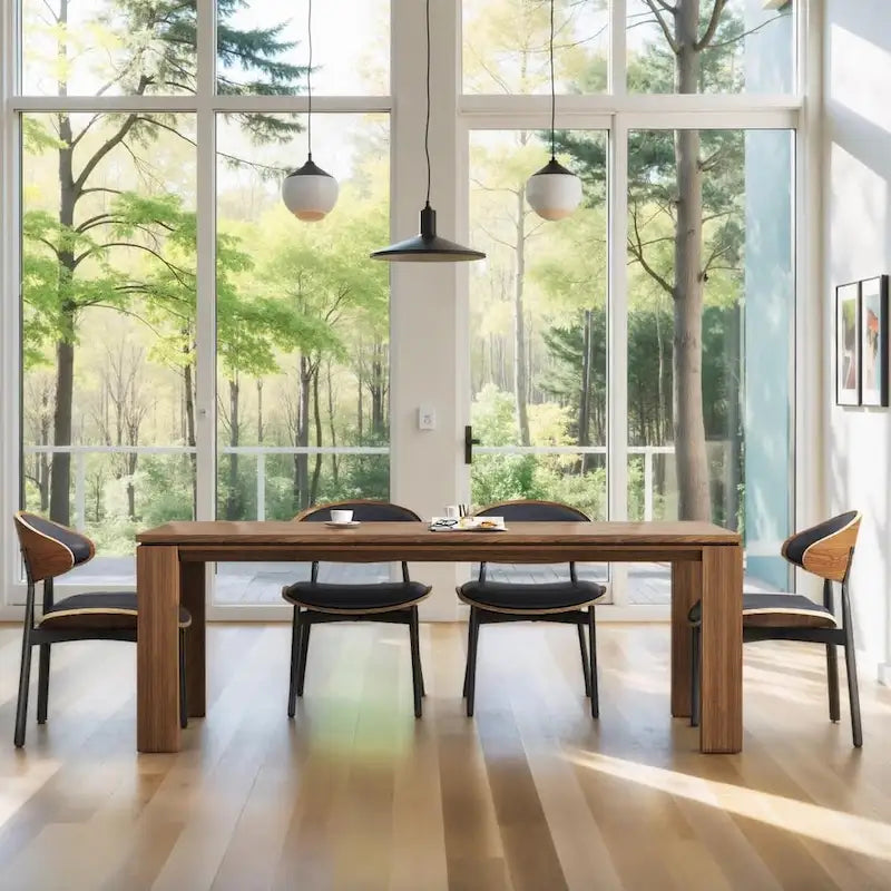 Table à manger moderne du milieu du siècle en bois massif de 62,99 pouces pour 4 à 6 personnes