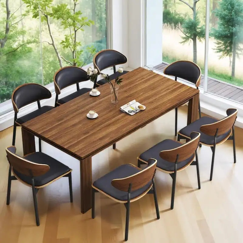 Table à manger moderne du milieu du siècle en bois massif de 62,99 pouces pour 4 à 6 personnes