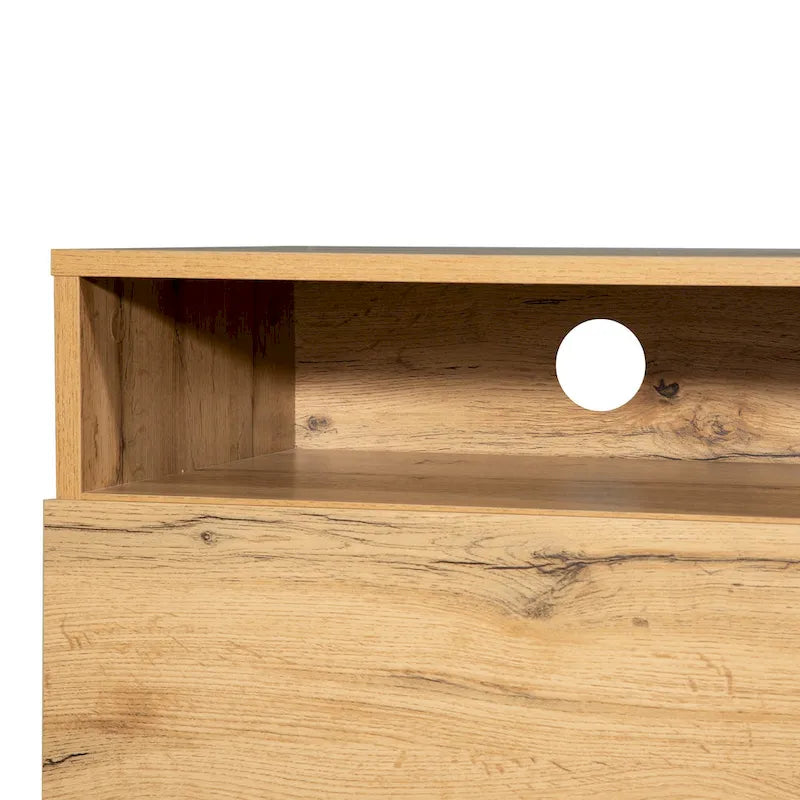 Meuble TV de 70,9 po avec double espace de rangement et porte abattante pour téléviseurs jusqu'à 80 po