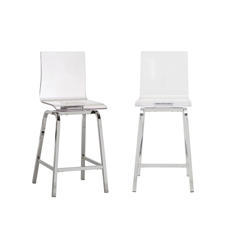 Tabourets hauts pivotants à dossier en acrylique (Lot de 2)