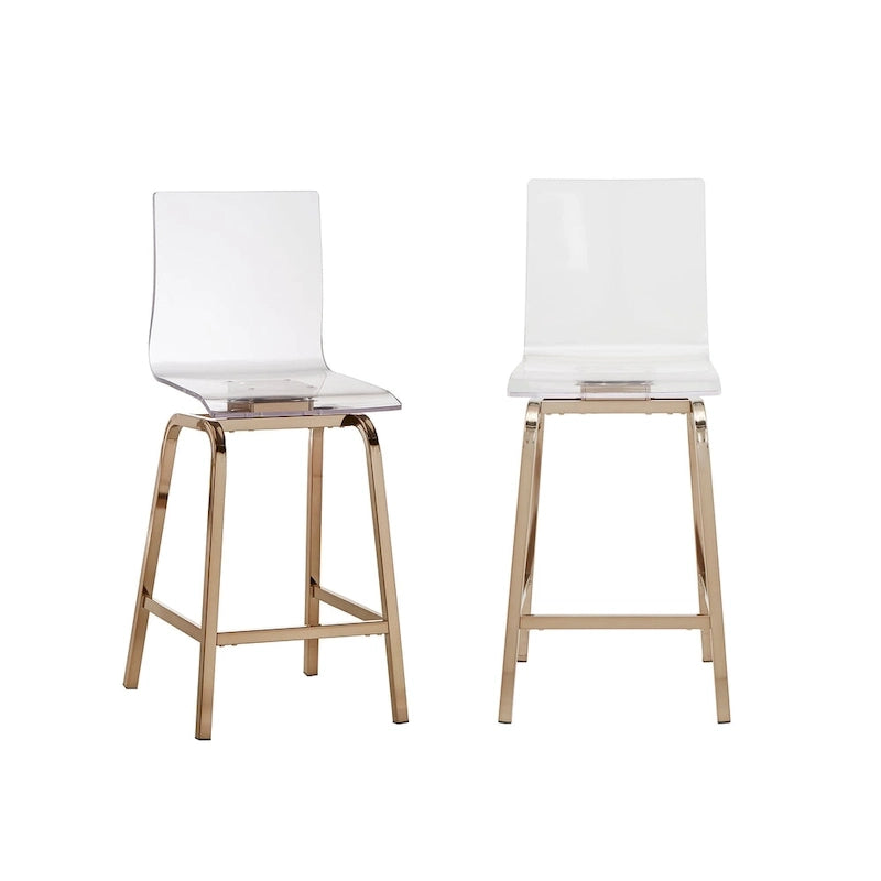 Tabourets hauts pivotants à dossier en acrylique (Lot de 2)