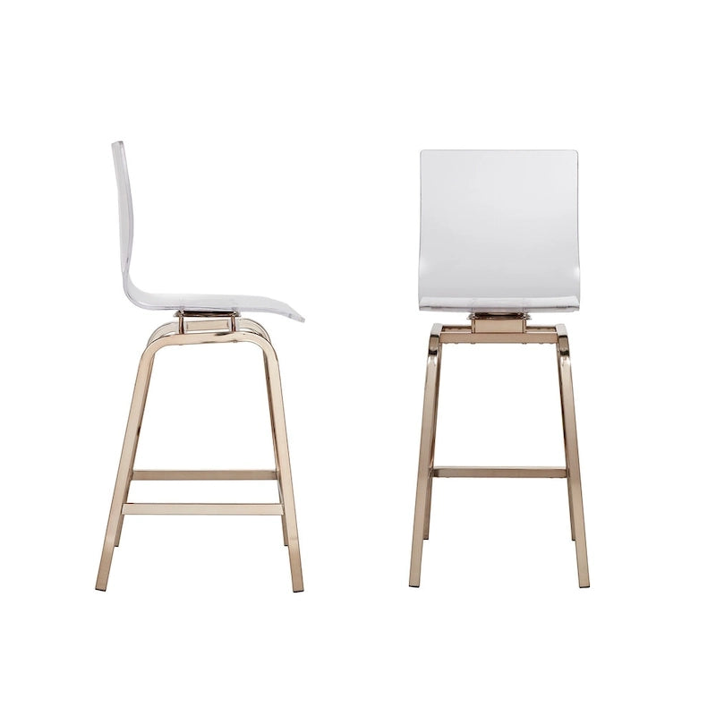 Tabourets hauts pivotants à dossier en acrylique (Lot de 2)