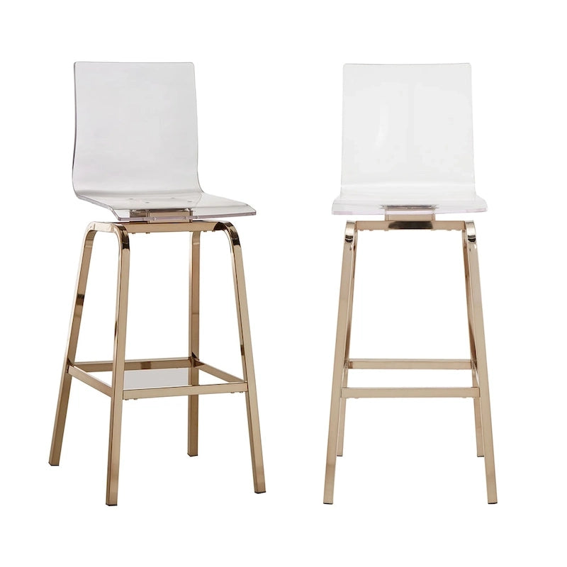 Tabourets hauts pivotants à dossier en acrylique (Lot de 2)