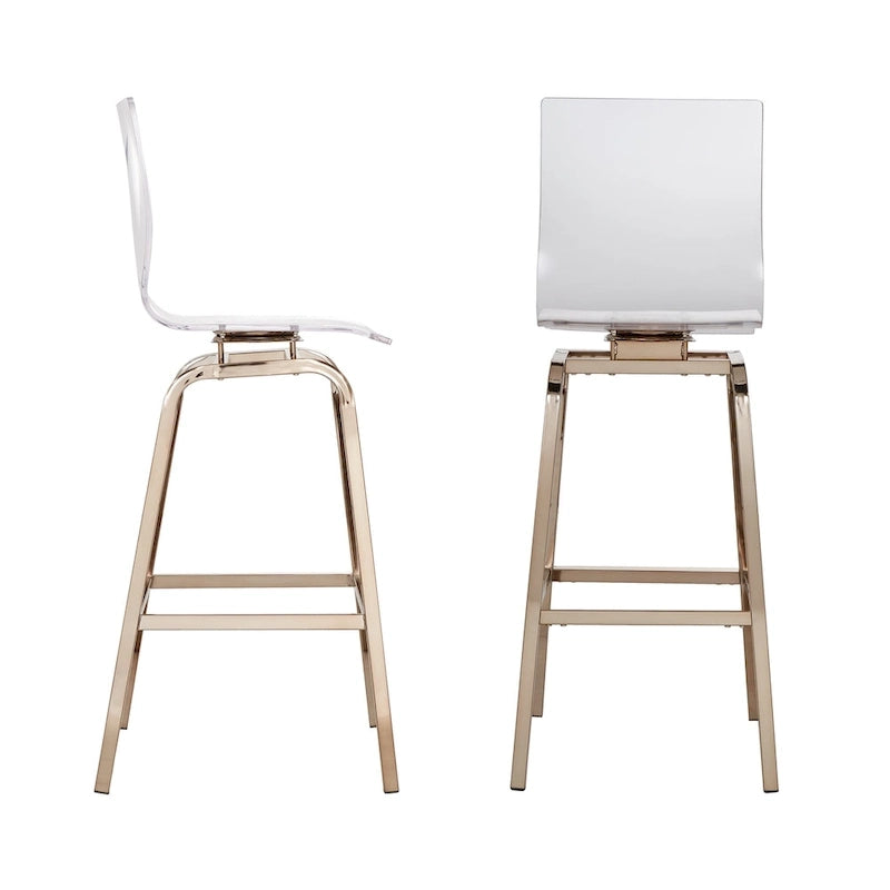 Tabourets hauts pivotants à dossier en acrylique (Lot de 2)