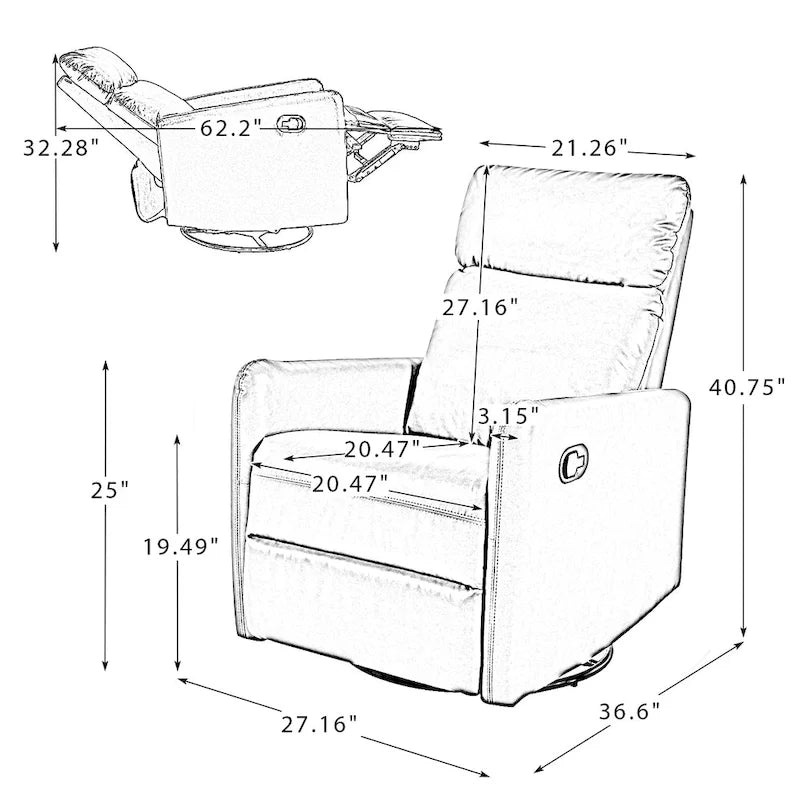 Fauteuil inclinable pivotant manuel classique avec produits durables