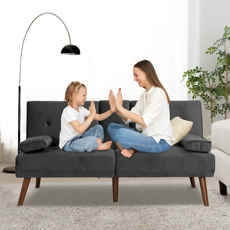 Mini Canapé Lit Convertible 3-en-1, 60 po, Idéal pour Petits Espaces