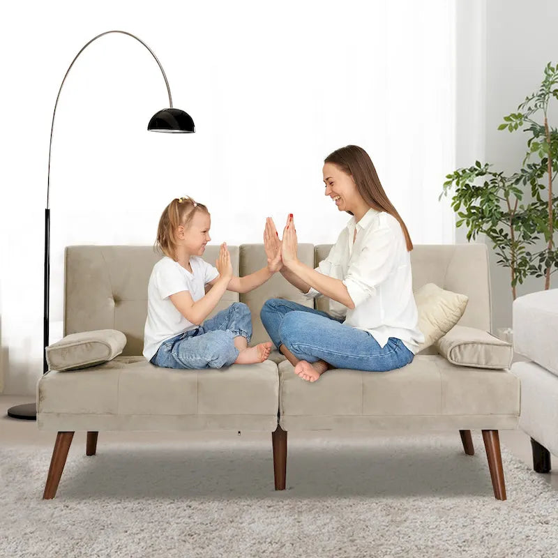Mini Canapé Lit Convertible 3-en-1, 60 po, Idéal pour Petits Espaces