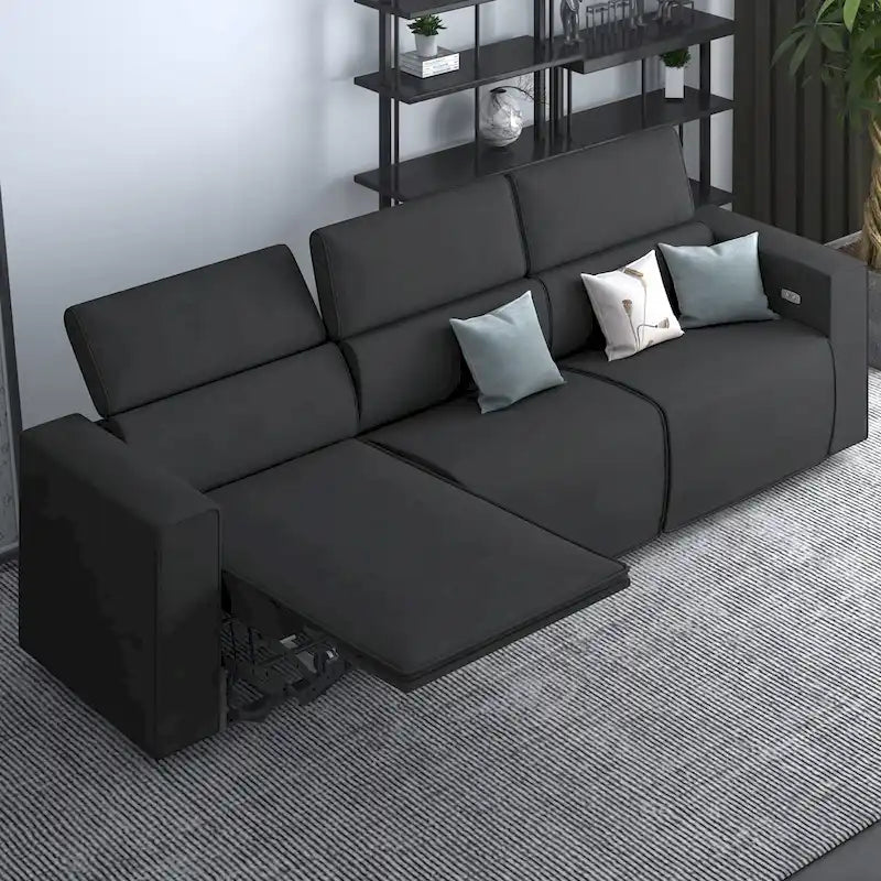 Canapé inclinable électrique, canapé inclinable électrique en similicuir, mobilier de cinéma avec station de chargement USB