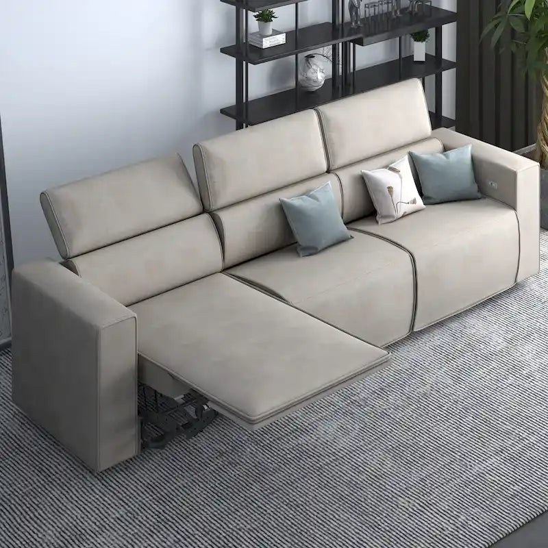 Canapé inclinable électrique, canapé inclinable électrique en similicuir, mobilier de cinéma avec station de chargement USB