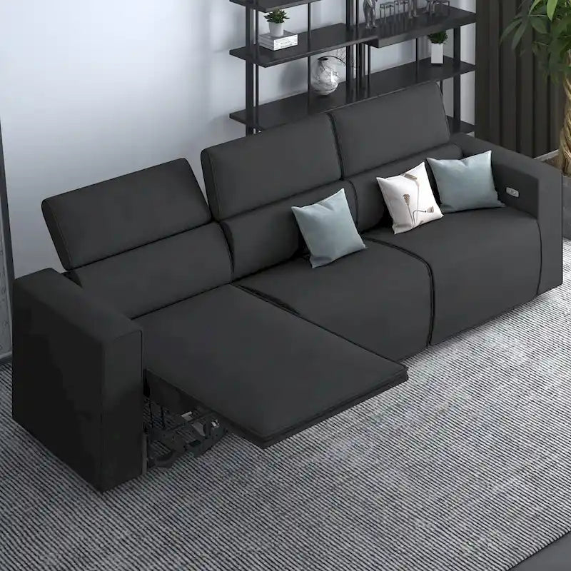 Canapé inclinable électrique, canapé inclinable électrique en similicuir, mobilier de cinéma avec station de chargement USB
