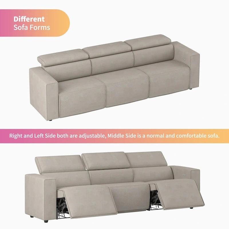 Canapé inclinable électrique, canapé inclinable électrique en similicuir, mobilier de cinéma avec station de chargement USB