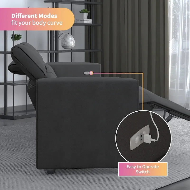 Canapé inclinable électrique, canapé inclinable électrique en similicuir, mobilier de cinéma avec station de chargement USB
