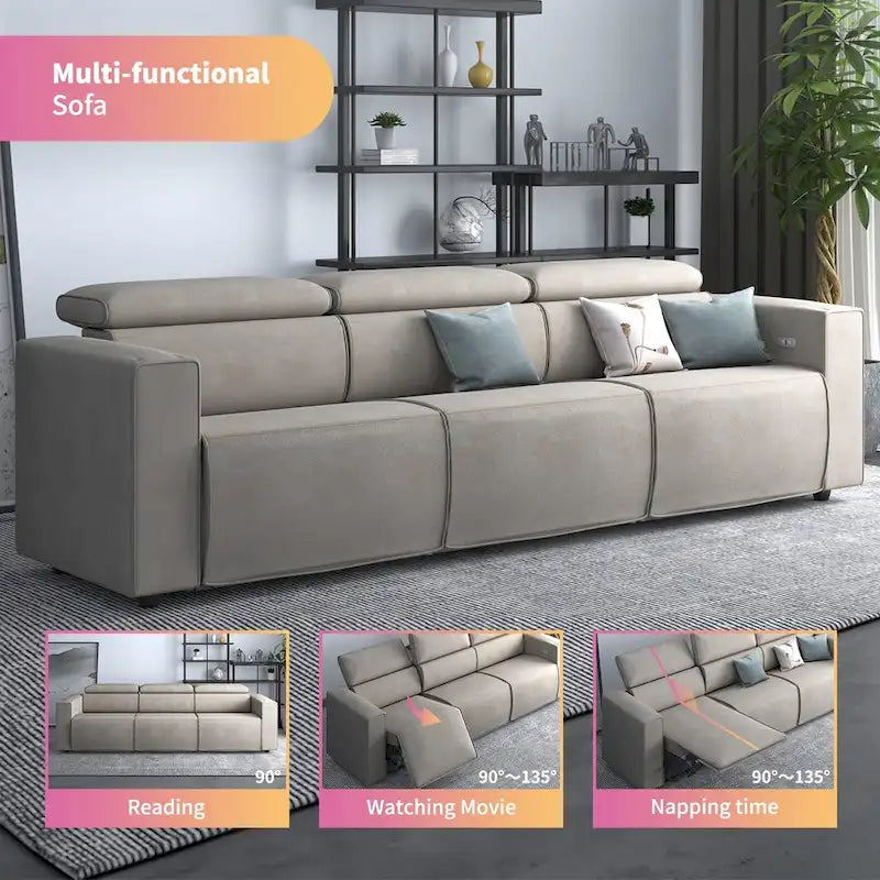 Canapé inclinable électrique, canapé inclinable électrique en similicuir, mobilier de cinéma avec station de chargement USB