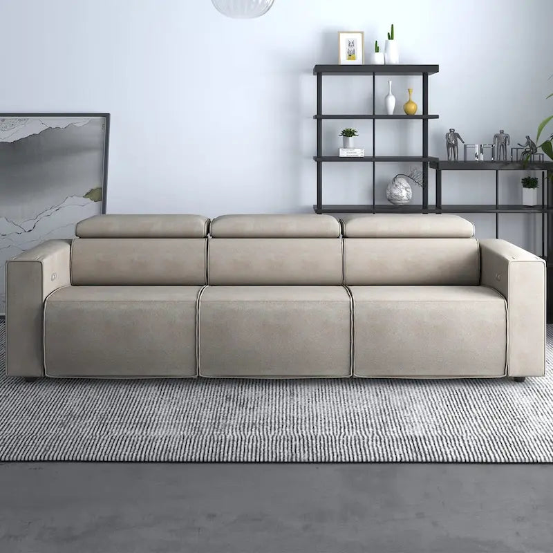Canapé inclinable électrique, canapé inclinable électrique en similicuir, mobilier de cinéma avec station de chargement USB