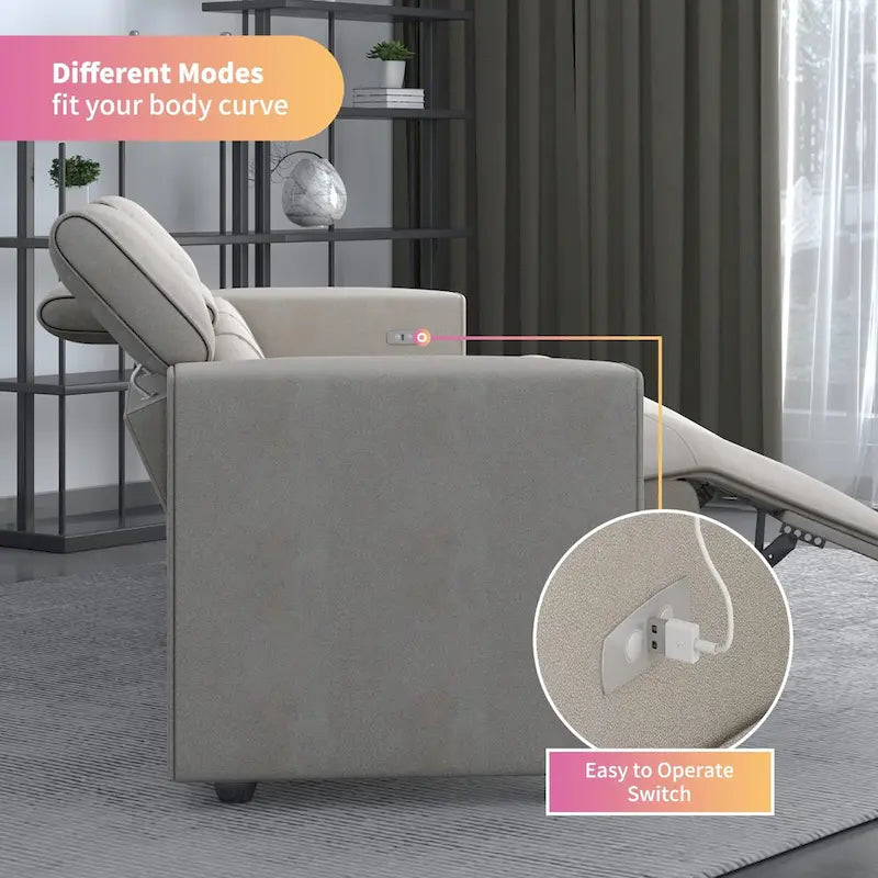 Canapé inclinable électrique, canapé inclinable électrique en similicuir, mobilier de cinéma avec station de chargement USB