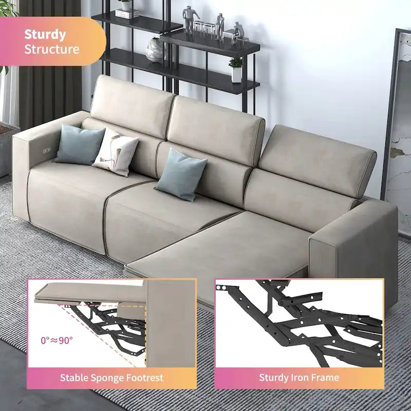 Canapé inclinable électrique, canapé inclinable électrique en similicuir, mobilier de cinéma avec station de chargement USB