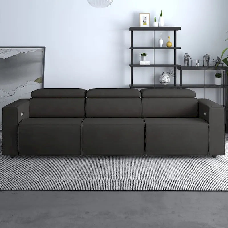 Canapé inclinable électrique, canapé inclinable électrique en similicuir, mobilier de cinéma avec station de chargement USB