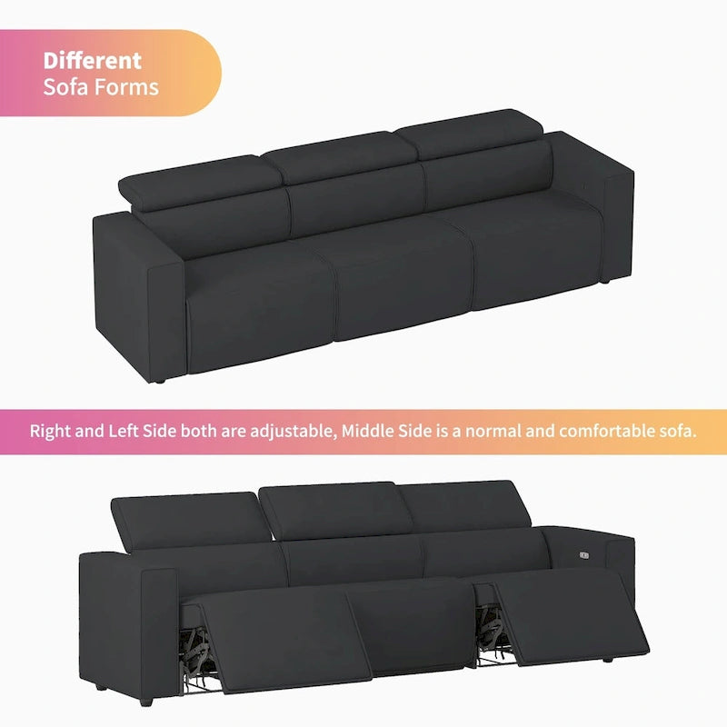 Canapé inclinable électrique, canapé inclinable électrique en similicuir, mobilier de cinéma avec station de chargement USB