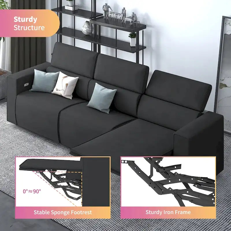 Canapé inclinable électrique, canapé inclinable électrique en similicuir, mobilier de cinéma avec station de chargement USB