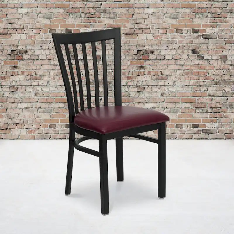 Chaise de restaurant en métal à dossier School House - 17,25 larg. x 18,75 prof. x 34,75 haut. - 17,25 larg. x 18,75 prof. x 34,75 haut.