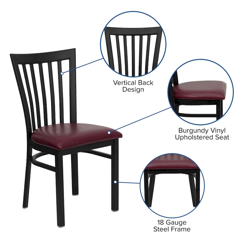 Chaise de restaurant en métal à dossier School House - 17,25 larg. x 18,75 prof. x 34,75 haut. - 17,25 larg. x 18,75 prof. x 34,75 haut.