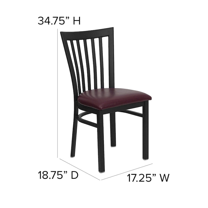 Chaise de restaurant en métal à dossier School House - 17,25 larg. x 18,75 prof. x 34,75 haut. - 17,25 larg. x 18,75 prof. x 34,75 haut.